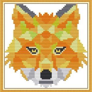 Abstract Fox Stamped Cross Stitch Kit